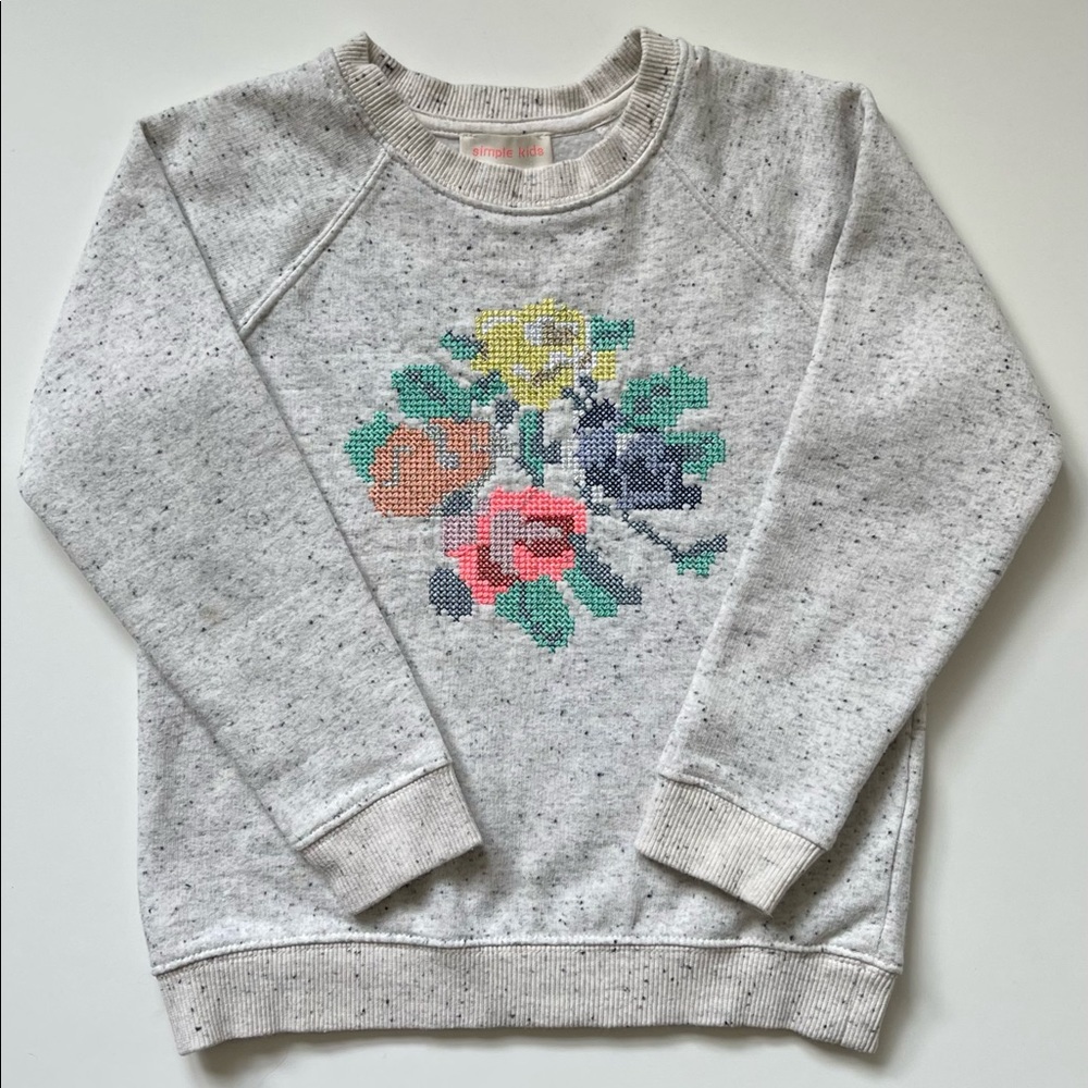 Simple Kids Girls’ Floral Embroidered Sweatshirt